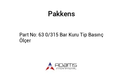 63 0/315 Bar Kuru Tip Basınç Ölçer