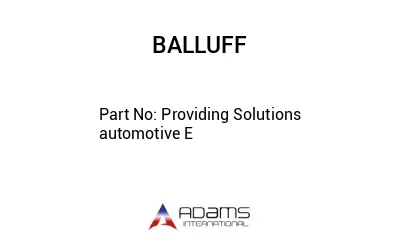 Providing Solutions automotive E									